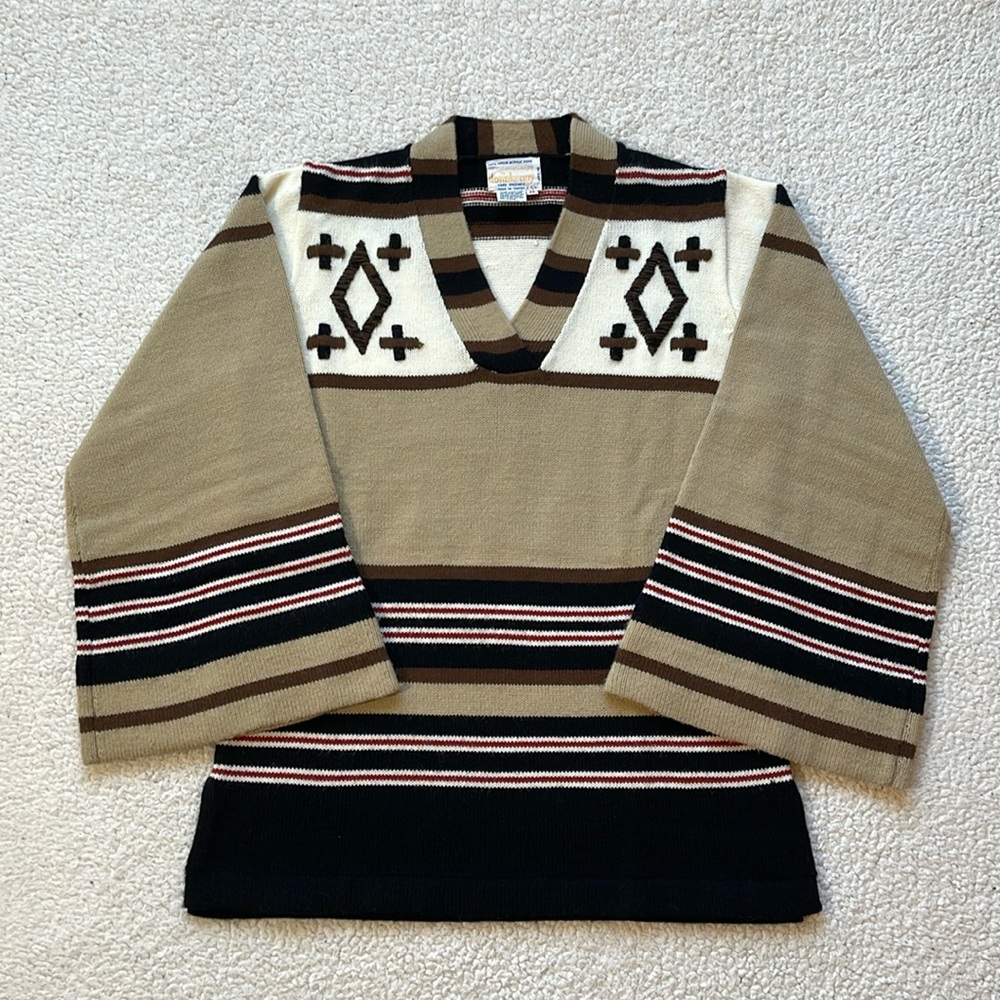 Vintage 70s Donnkenny Bell Sleeve Burberry Style Knit Sweater